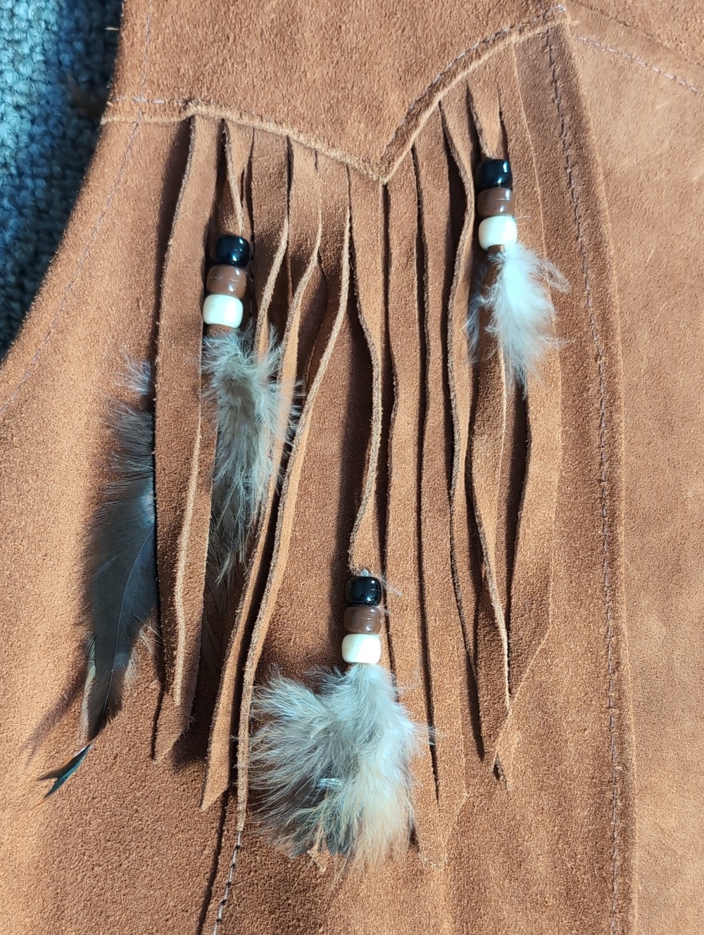Vintage HB Native American Indian Leather Vest And Wrap Skirt Set Western Boho - Picture 5 of 17